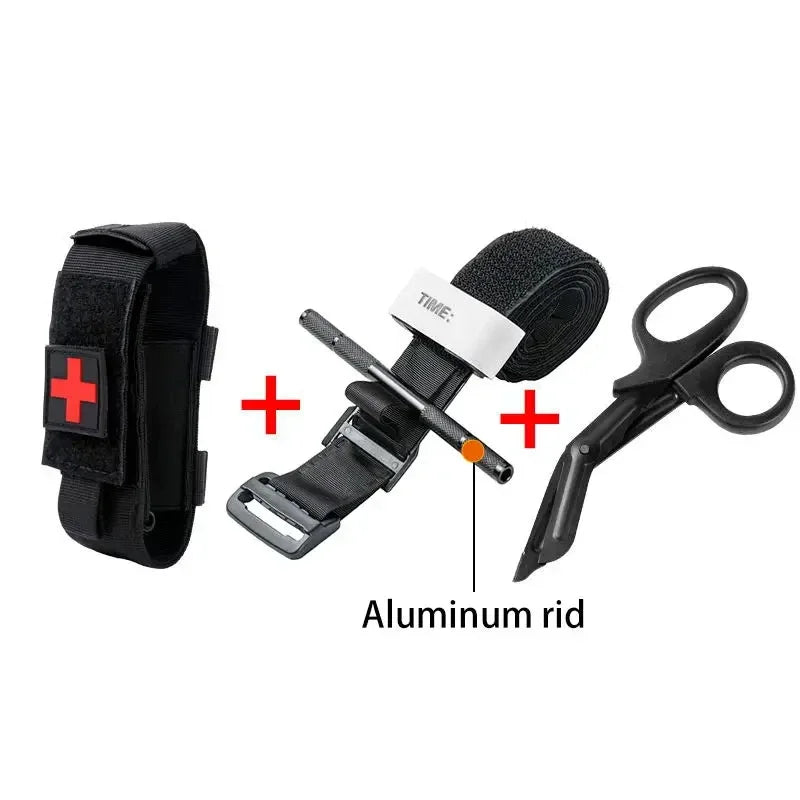 First Aid Kit with Tourniquet & Survival Gear Pouch