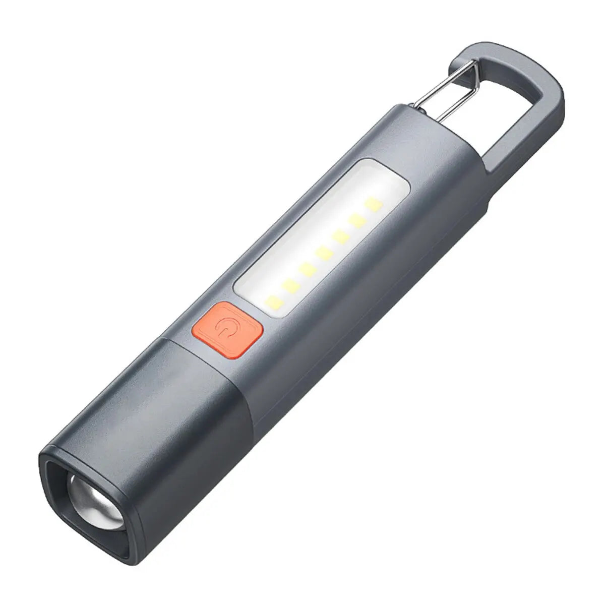 Multi-Mode USB Rechargeable Flashlight – Telescopic Zoom, COB Side Lamp & Hanging Hook