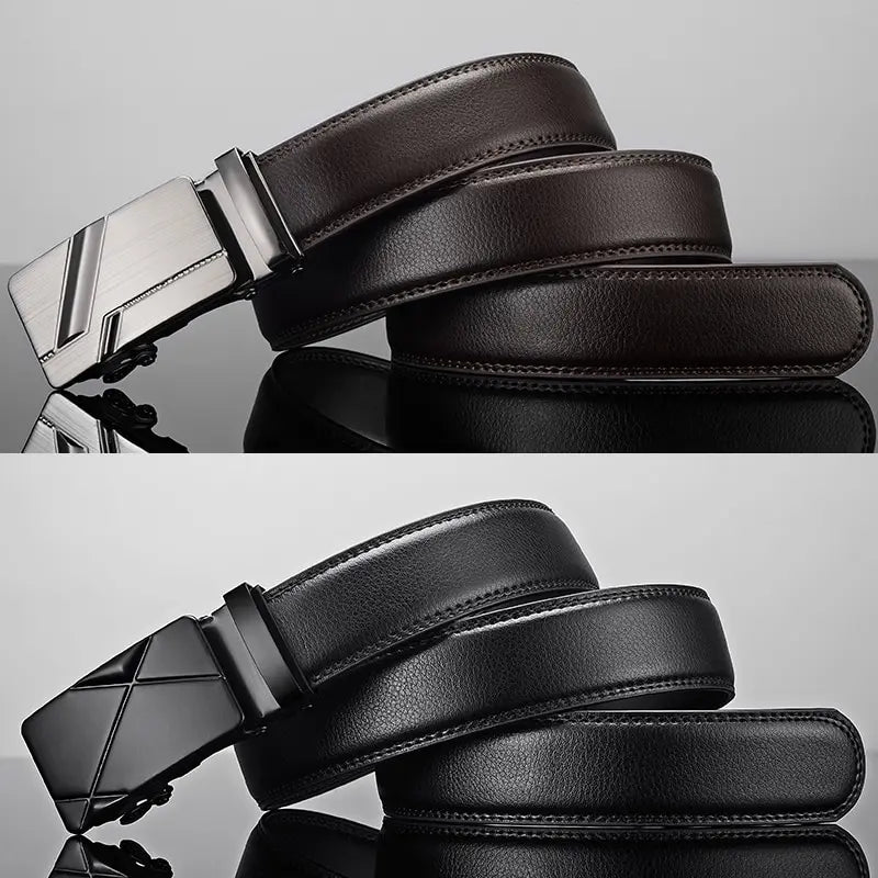 Leather Belt Metal Automatic Buckle Belt