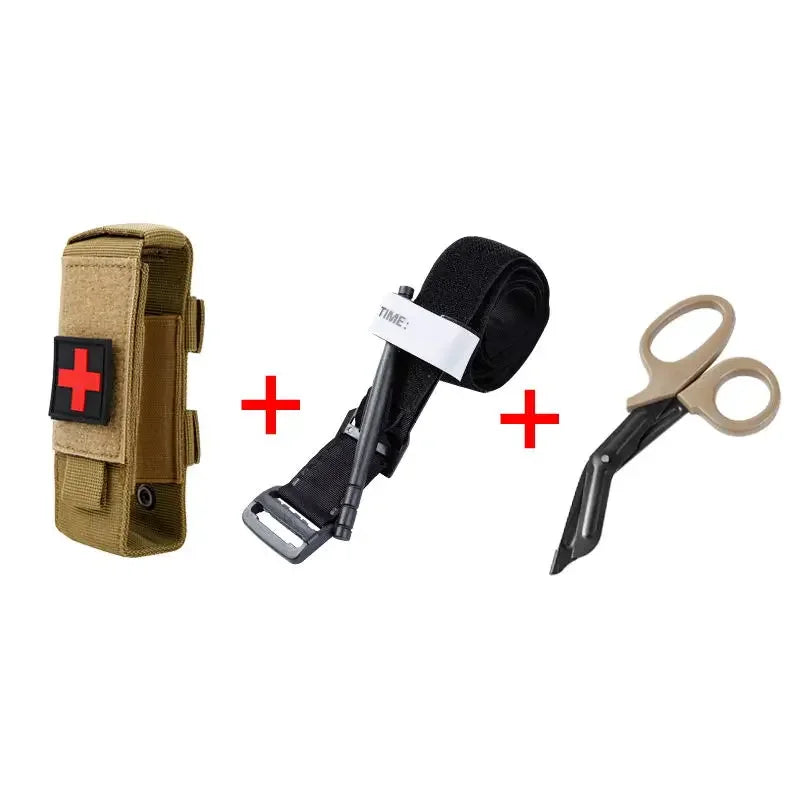 First Aid Kit with Tourniquet & Survival Gear Pouch