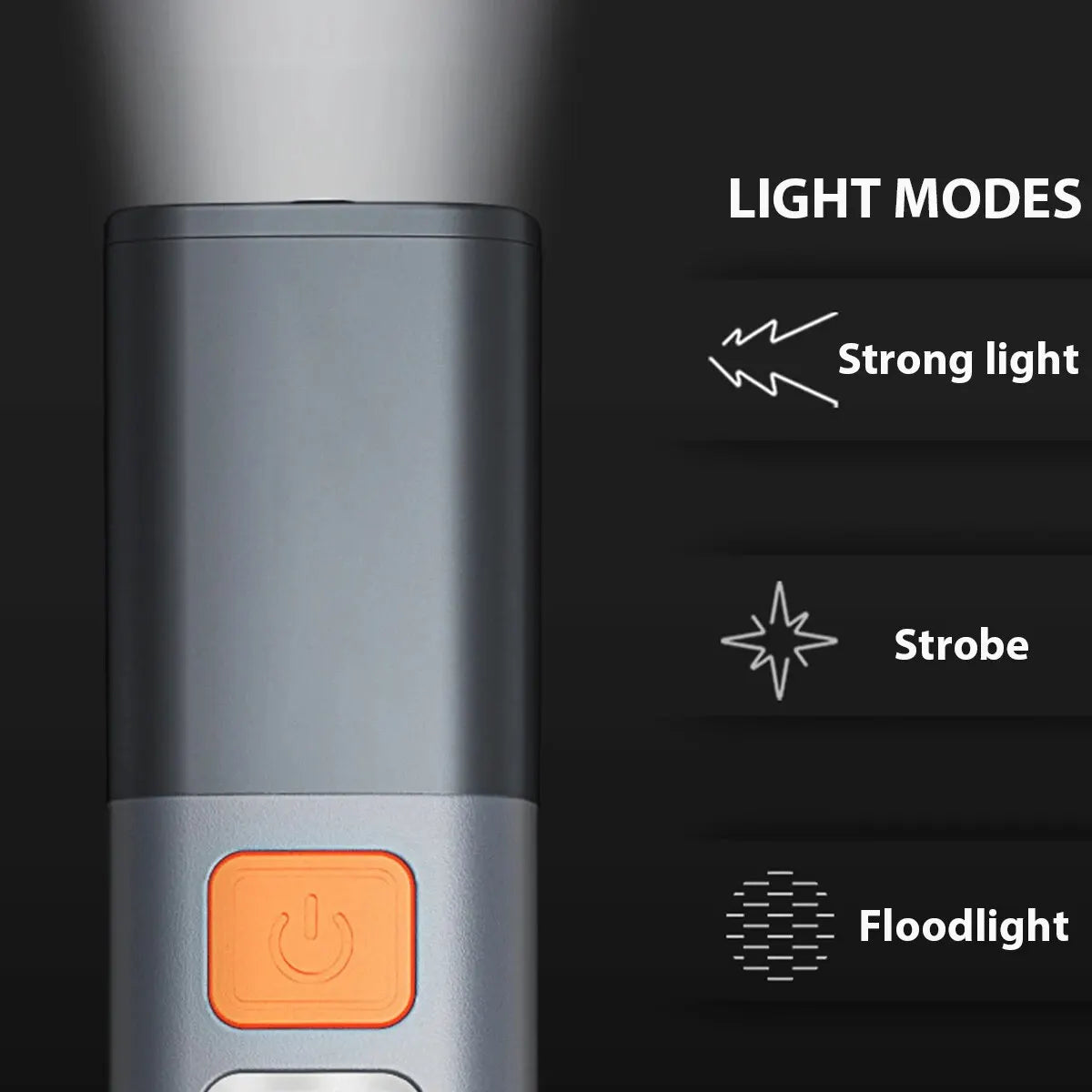 Multi-Mode USB Rechargeable Flashlight – Telescopic Zoom, COB Side Lamp & Hanging Hook