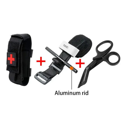 First Aid Kit with Tourniquet & Survival Gear Pouch